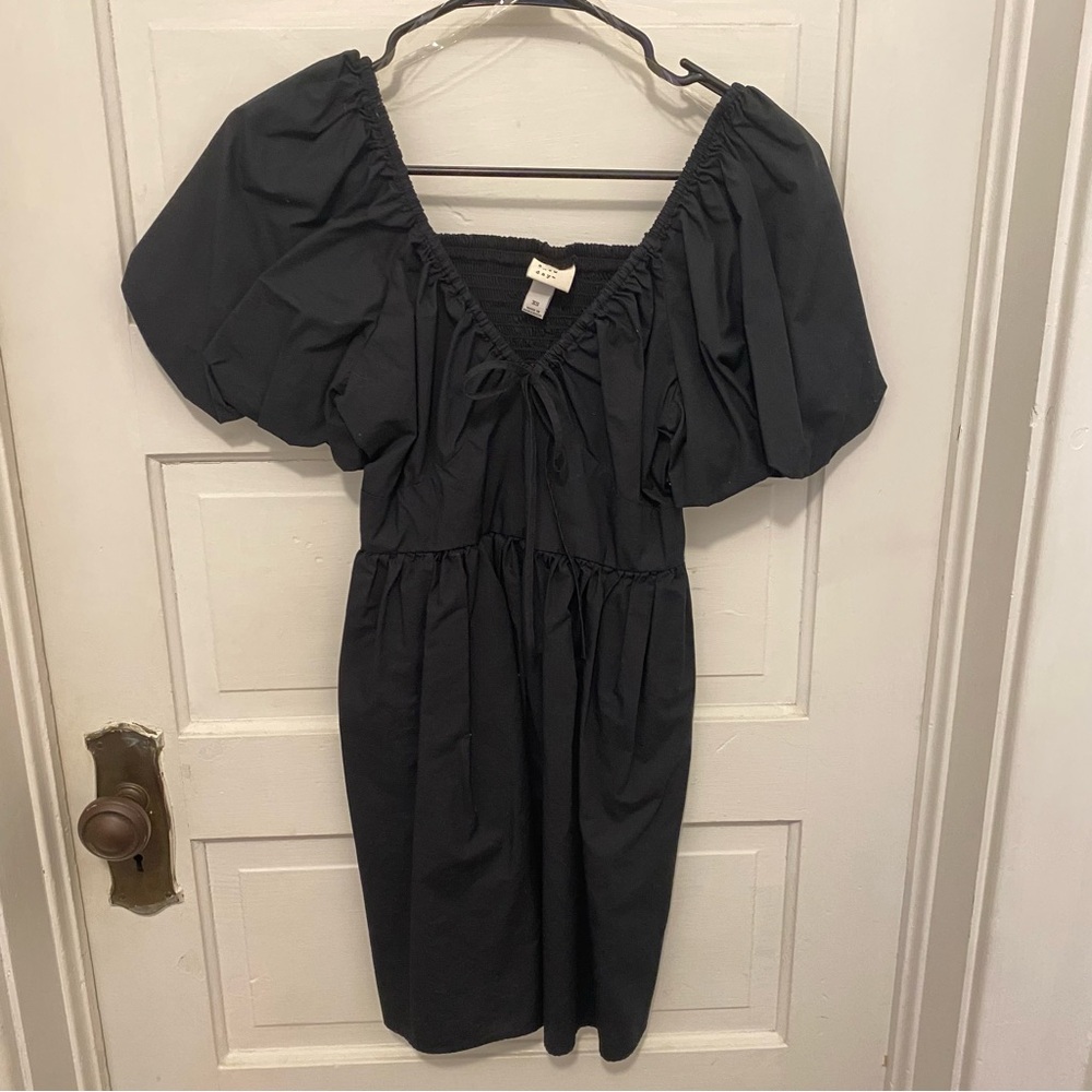 A New Day Puff Sleeve Off-the-Shoulder Black Dress